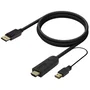 Aisens Cable Conversor Activo HDMI 2.0 a DisplayPort 1.2 con USB, Negro, 1.8m